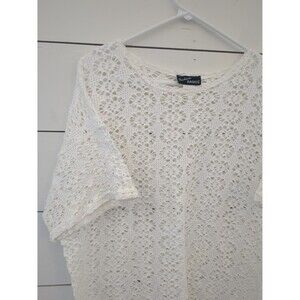 Fashion basics 1X 100% cotton open weave crochet layering top swimsuit cover